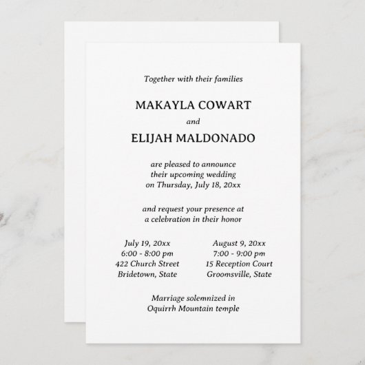 Minimalistische zweisprachige Spanisch-Englisch Zw Einladung (Vorne/Hinten)