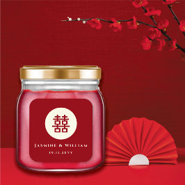 Minimalistische Zweitklassefeier Chinesische Hochz Quadratischer Aufkleber