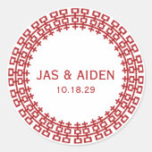 Minimalistische Zweitklassefeier Chinesische Hochz Runder Aufkleber (Vorderseite)