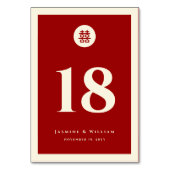 Minimalistische Zweitklassefeier Chinesische Hochz Tischnummer (Rückseite)