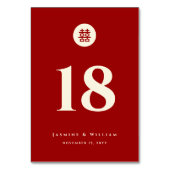 Minimalistische Zweitklassefeier Chinesische Hochz Tischnummer (Rückseite)