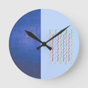 Minimalistische Zweiton-Uhr in Blau Runde Wanduhr