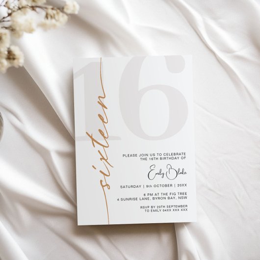 Minimalistischen 16. Geburtstagsparty Einladung