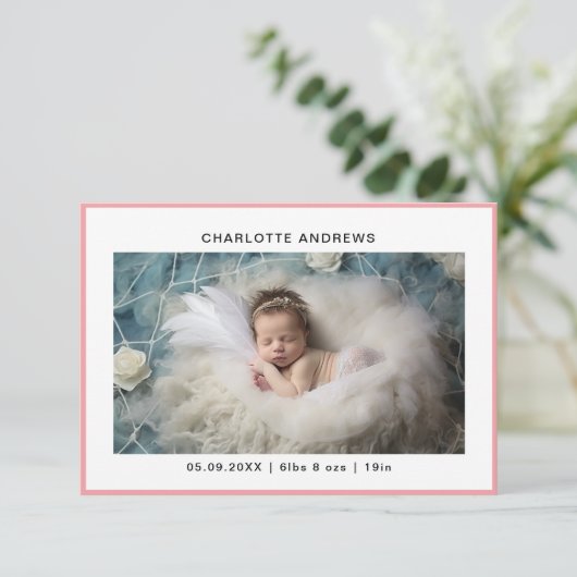 Minimalistischen 2 Foto Neue Baby Dankeschön Karte (Stehend Vorderseite)