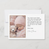 Minimalistischen 2 Foto Neue Baby Dankeschön Karte (Rückseite)