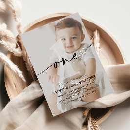 Minimalistischen ein Foto zum ersten Geburtstag Einladung