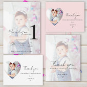 Minimalistischen Kinder mit zwei Fotos erste Gebur Einladung