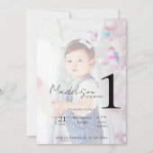 Minimalistischen Kinder mit zwei Fotos erste Gebur Einladung (Vorderseite)