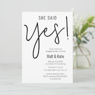 Minimalistischen kühne sie sagte Ja-Engagement-Par Einladung