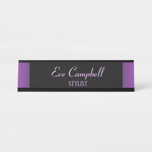 Minimalistischen lila und schwarzen schreibtischnamensplakette (Vorderseite )