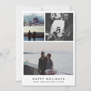 Minimalistischen Vier-Paar-Foto Happy Holidays Feiertagskarte