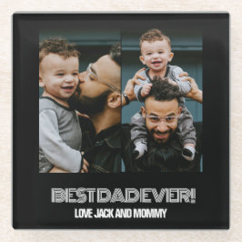 Minimalistischen zwei Fotosammlungen Bester Vater  Glasuntersetzer