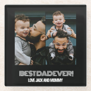 Minimalistischen zwei Fotosammlungen Bester Vater Glasuntersetzer