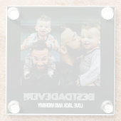 Minimalistischen zwei Fotosammlungen Bester Vater  Glasuntersetzer (Rückseite)