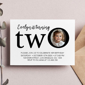 Minimalistischen ZWEI moderne Geburtstags-Foto Ein Dankeskarte