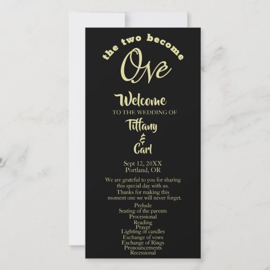 Minimalistischen Zwei werden Black & Gold-Hochzeit (Vorderseite)