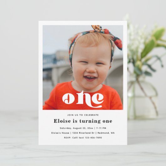 Minimalistischer 1. Geburtstag | 1. Geburtstag Einladung (Stehend Vorderseite)