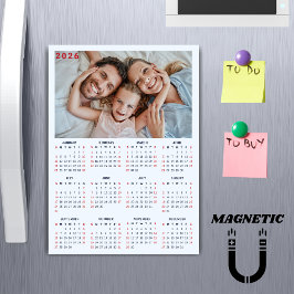 Minimalistischer 2026-Kalender-Fotomagnet Magnetkarte