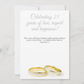 Minimalistischer 25. Hochzeitstag Einladung (Rückseite)
