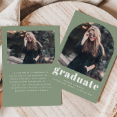 Minimalistischer 2-Foto Arch Sage Green Abschluss Ankündigung