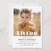 Minimalistischer 3. Geburtstag | 3. Geburtstag Einladung (Vorderseite)