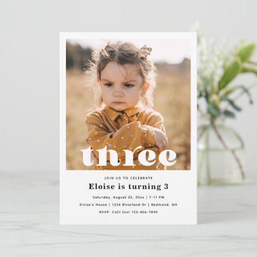 Minimalistischer 3. Geburtstag | 3. Geburtstag Einladung (Stehend Vorderseite)