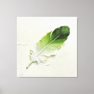 Minimalistischer 3D-Öl-Sage-Grün-Feder-Elegant Leinwanddruck