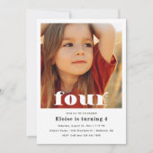 Minimalistischer 4. Geburtstag | 4. Geburtstag Einladung (Vorderseite)