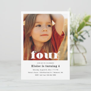 Minimalistischer 4. Geburtstag 4. Geburtstag Einladung