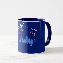 Minimalistischer "4. Juli" mit Firecracker Bursts Tasse