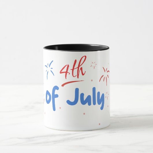 Minimalistischer "4. Juli" mit Firecracker Bursts Tasse (Zentrum)