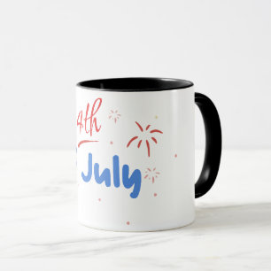 Minimalistischer "4. Juli" mit Firecracker Bursts Tasse