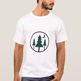 Minimalistischer Abenteuerwald Kiefern Nacht Mond  T-Shirt