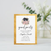 Minimalistischer Abschluss Einladung, edles Gold Postkarte (Stehend Vorderseite)