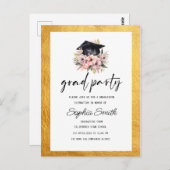 Minimalistischer Abschluss Einladung, edles Gold Postkarte (Vorne/Hinten)