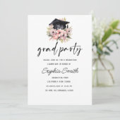 Minimalistischer Abschluss Einladung, elegant schw Einladung (Stehend Vorderseite)