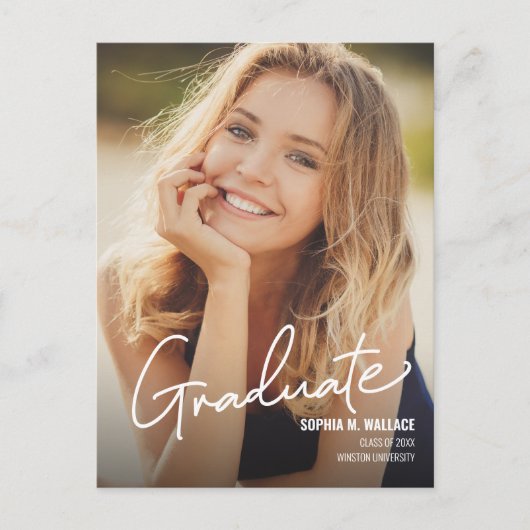 Minimalistischer Abschluss für modernes vertikales Ankündigungspostkarte (Vorderseite)