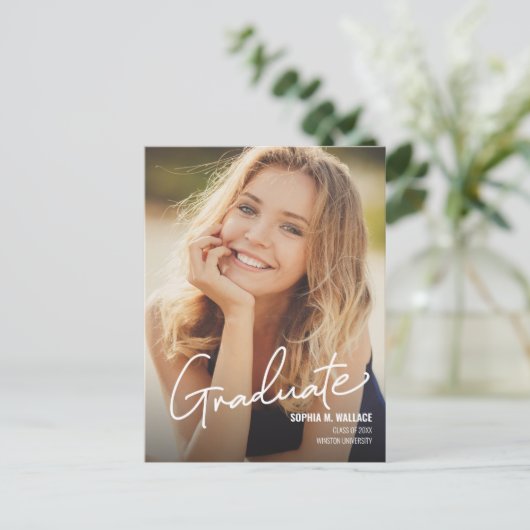 Minimalistischer Abschluss für modernes vertikales Ankündigungspostkarte (Stehend Vorderseite)