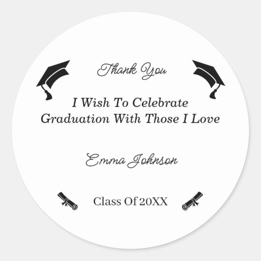 Minimalistischer Abschluss für Schwarz und Weiß Runder Aufkleber (Vorderseite)