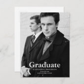 Minimalistischer Abschluss für Schwarz/Weiß-Foto Ankündigungspostkarte (Vorne/Hinten)