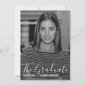 Minimalistischer Abschluss für Schwarz/Weiß-Foto Einladung (Vorderseite)