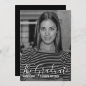 Minimalistischer Abschluss für Schwarz/Weiß-Foto Einladung (Vorne/Hinten)