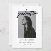 Minimalistischer Abschluss für Schwarz-Weiß-Script Einladung (Vorderseite)