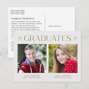 Minimalistischer Abschluss Gold Zwei Fotos Grad Postkarte