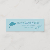 Minimalistischer Abschluss Icon Name Card Blau Mini Visitenkarte (Vorderseite)