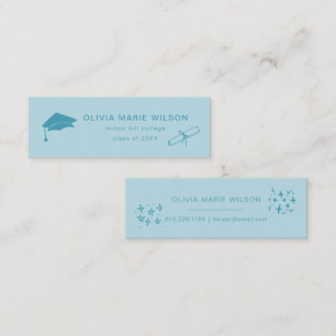 Minimalistischer Abschluss Icon Name Card Blau Mini Visitenkarte