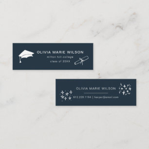 Minimalistischer Abschluss Icon Name Card Navy Blu Mini Visitenkarte