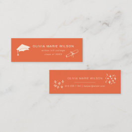 Minimalistischer Abschluss Icon Name Card Orange Mini Visitenkarte