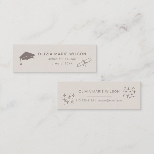 Minimalistischer Abschluss Icon Name Card Sandy Be Mini Visitenkarte (Vorne/Hinten)