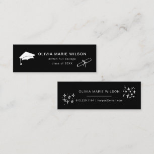 Minimalistischer Abschluss Icon Name Card Schwarz Mini Visitenkarte